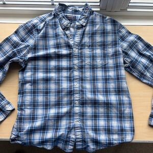 American Eagle Outfitters Blue and White Plaid Shirt